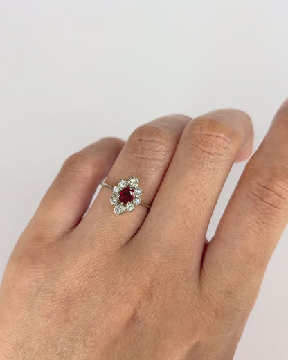 Bague Marguerite Rubis 0.40 carat &amp; 8 Diamants "Romy"