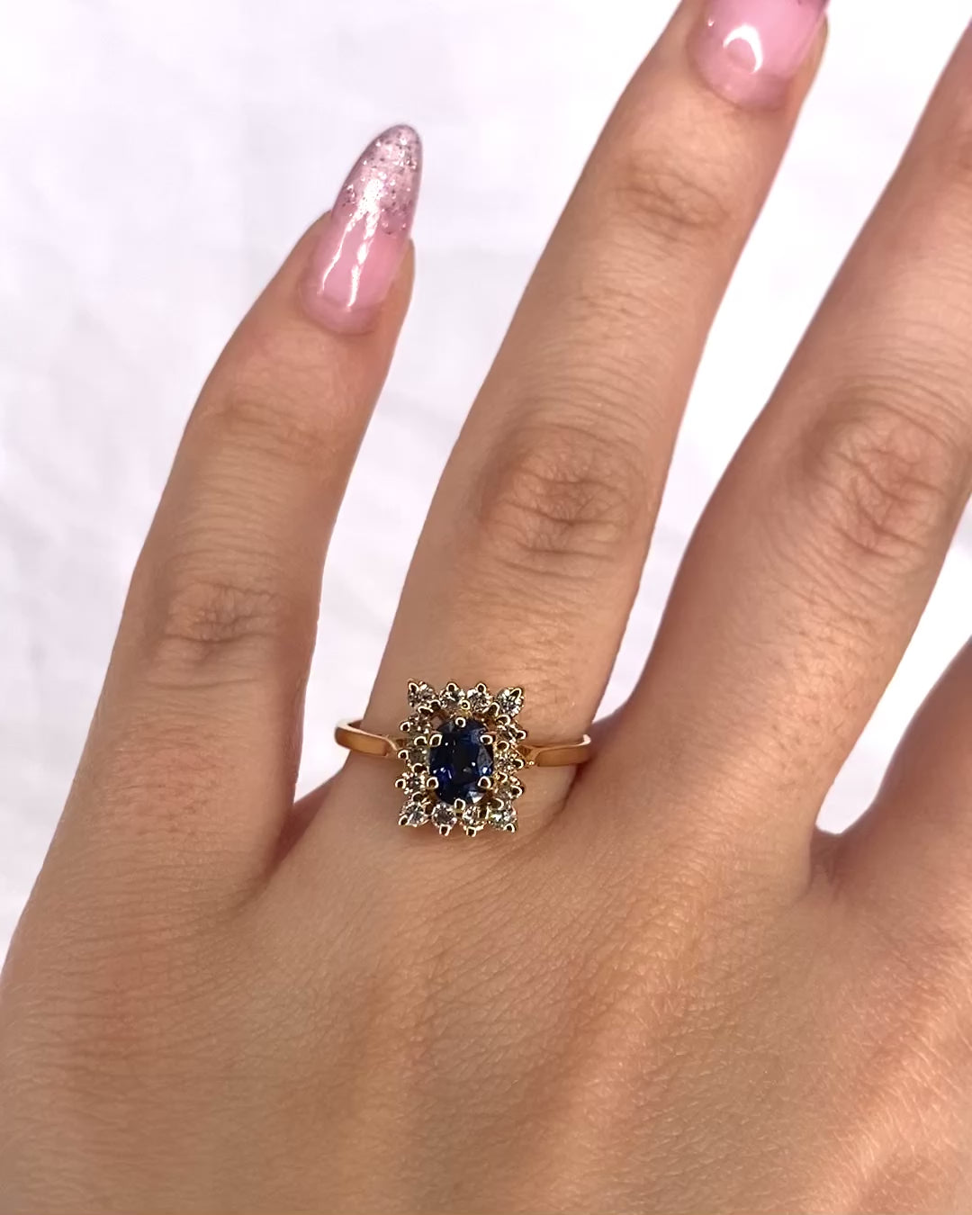 Bague Marguerite Saphir 0.65 carat &amp; Diamants "Tessa"