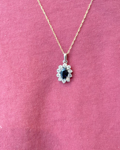 Marguerite Sapphire Pendant 1.50 carat &amp; Diamonds 0.70 carat "Maïe"