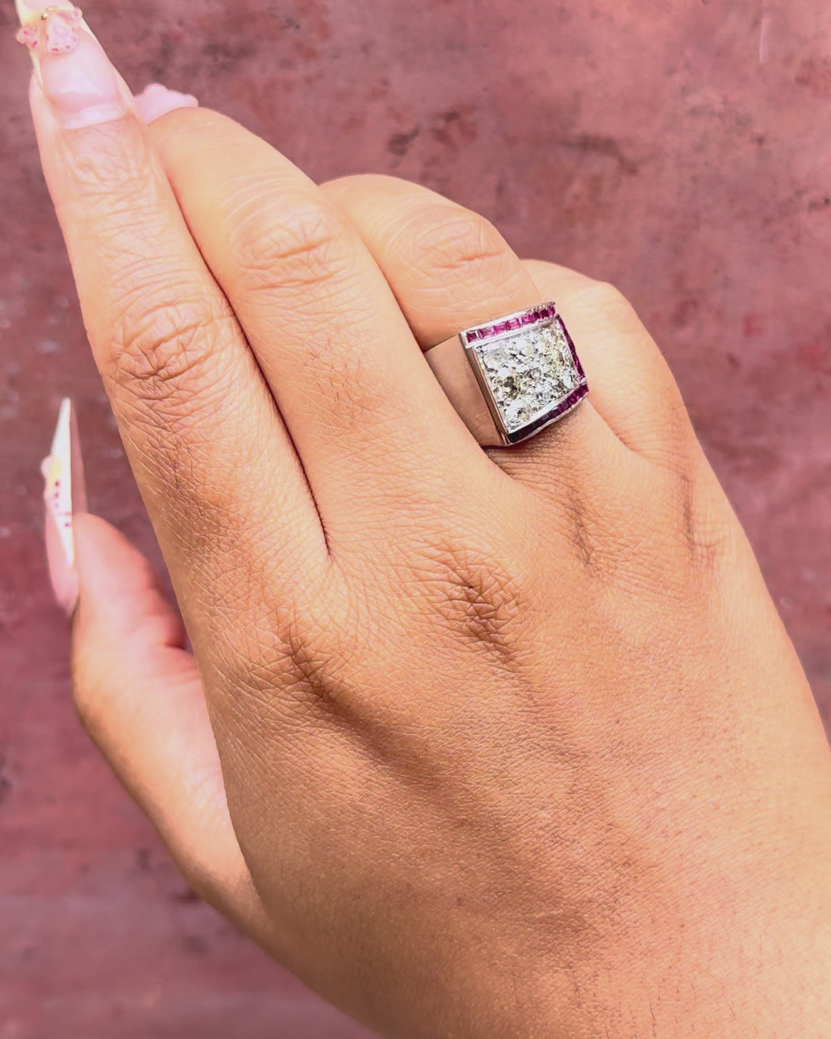 Bague Tank Diamants 1.20 carat, Or &amp; Platine 10,12 g "Samantha"