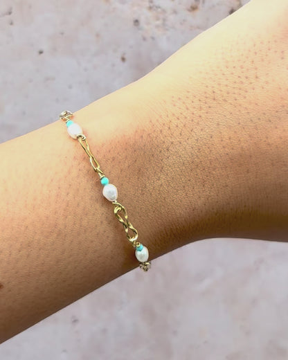 Bracelet Perles &amp; Turquoises "Aurélie"