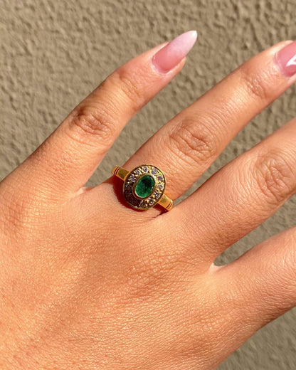 Bague Style Art-Déco Emeraude 0.33 carat &amp; Diamants &quot;Floréna&quot;