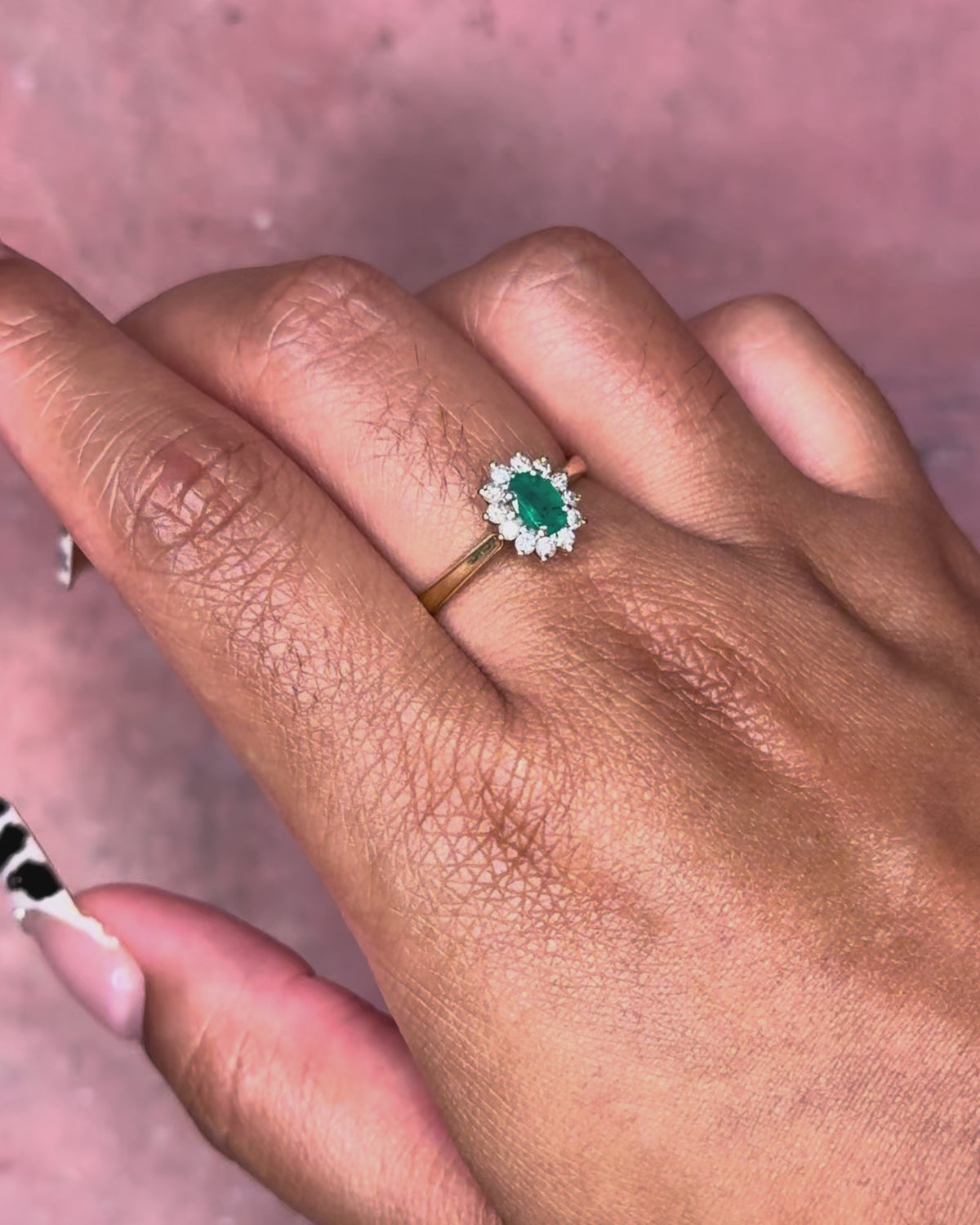 Bague Marguerite Émeraude &amp; Diamants "Amélie"