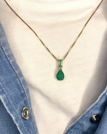 Pendentif Émeraudes 1.59 carat &amp; Diamant "Erika"