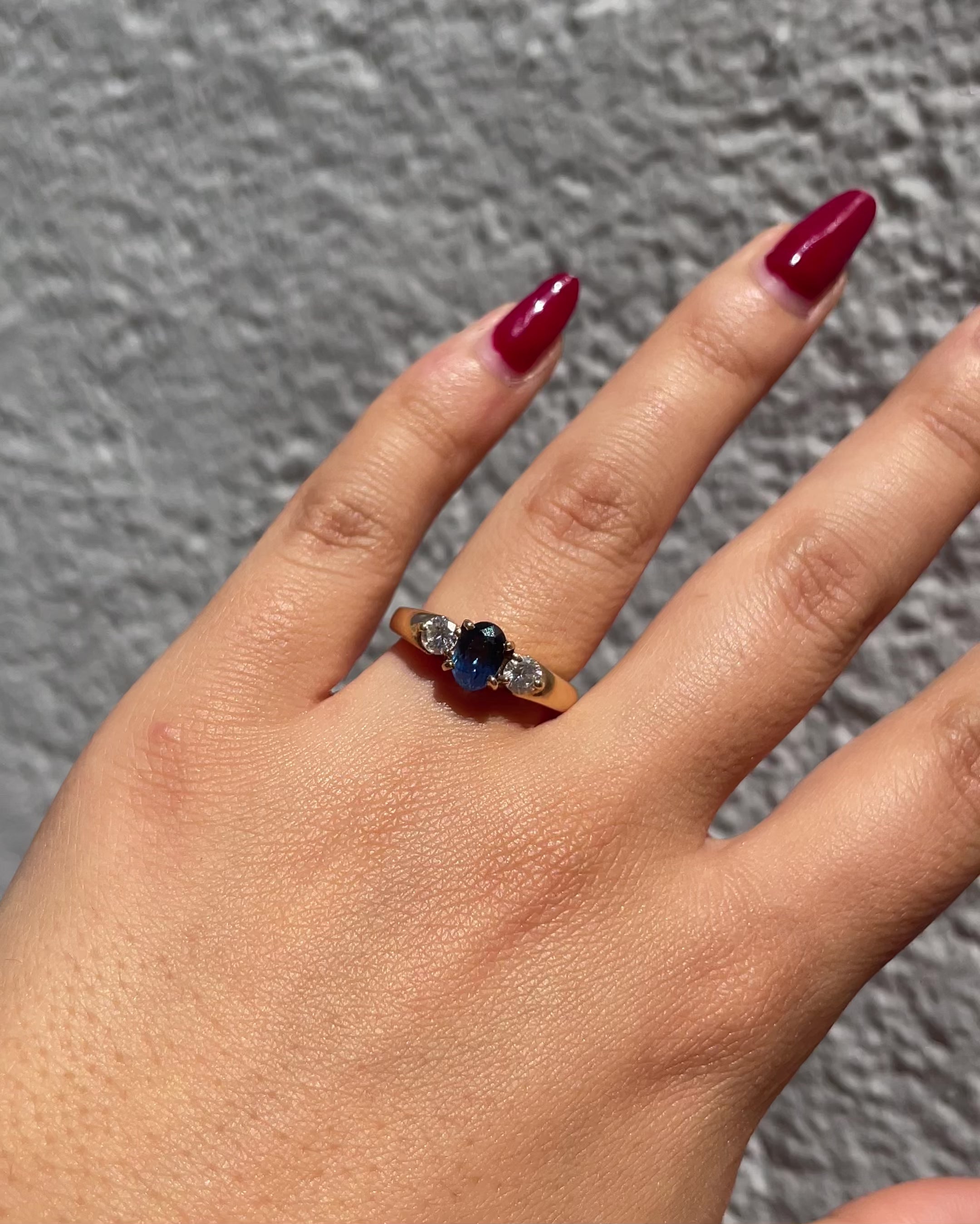 Bague Trilogie Saphir 1.10 carat &amp; Diamants "Maya"
