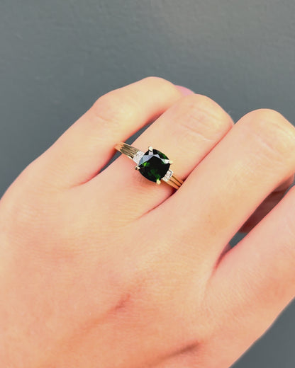 Bague Trilogie Diopside 1.55 carat &amp; 2 Diamants &quot;Ariane&quot;