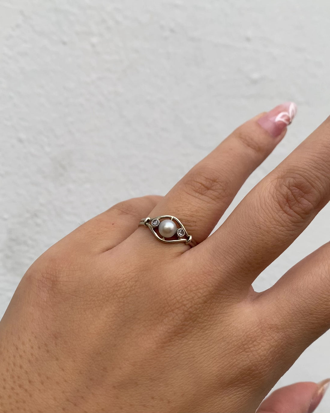 Bague Vintage Art-Déco Perle &amp; Diamants &quot;Helene&quot;