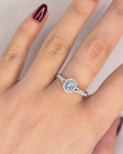 Solitaire Aquamarine Ring 0.32 Carat &amp; Diamonds 0.38 Carat "Solène"