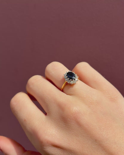 Bague Marguerite Saphir 1.72 carat &amp; 12 Diamants &quot;Morgan&quot;