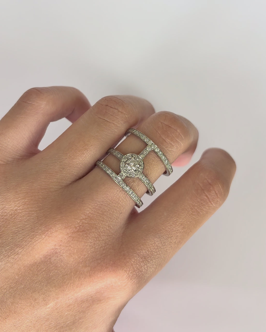 Bague Vintage Trois Anneaux 80 Diamants 0.99 ct "Mélanie"