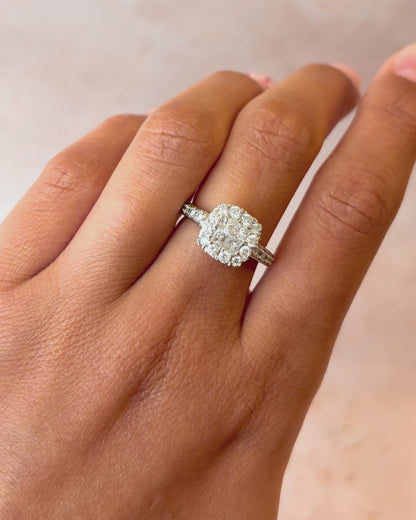 Anillo estilo Art Déco con diamantes de 0,85 quilates "Sonia"