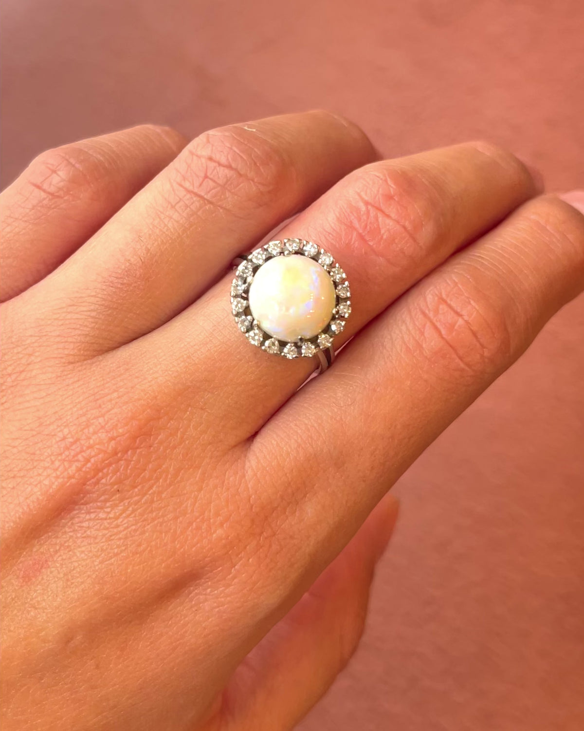 3.28-carat Opal Daisy Ring &amp; 0.36-carat Diamonds "Selma"