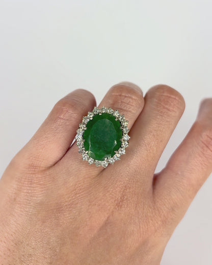Bague Marguerite Émeraude 13.50 carats &amp; Diamants 1.38 carat "Clarence"