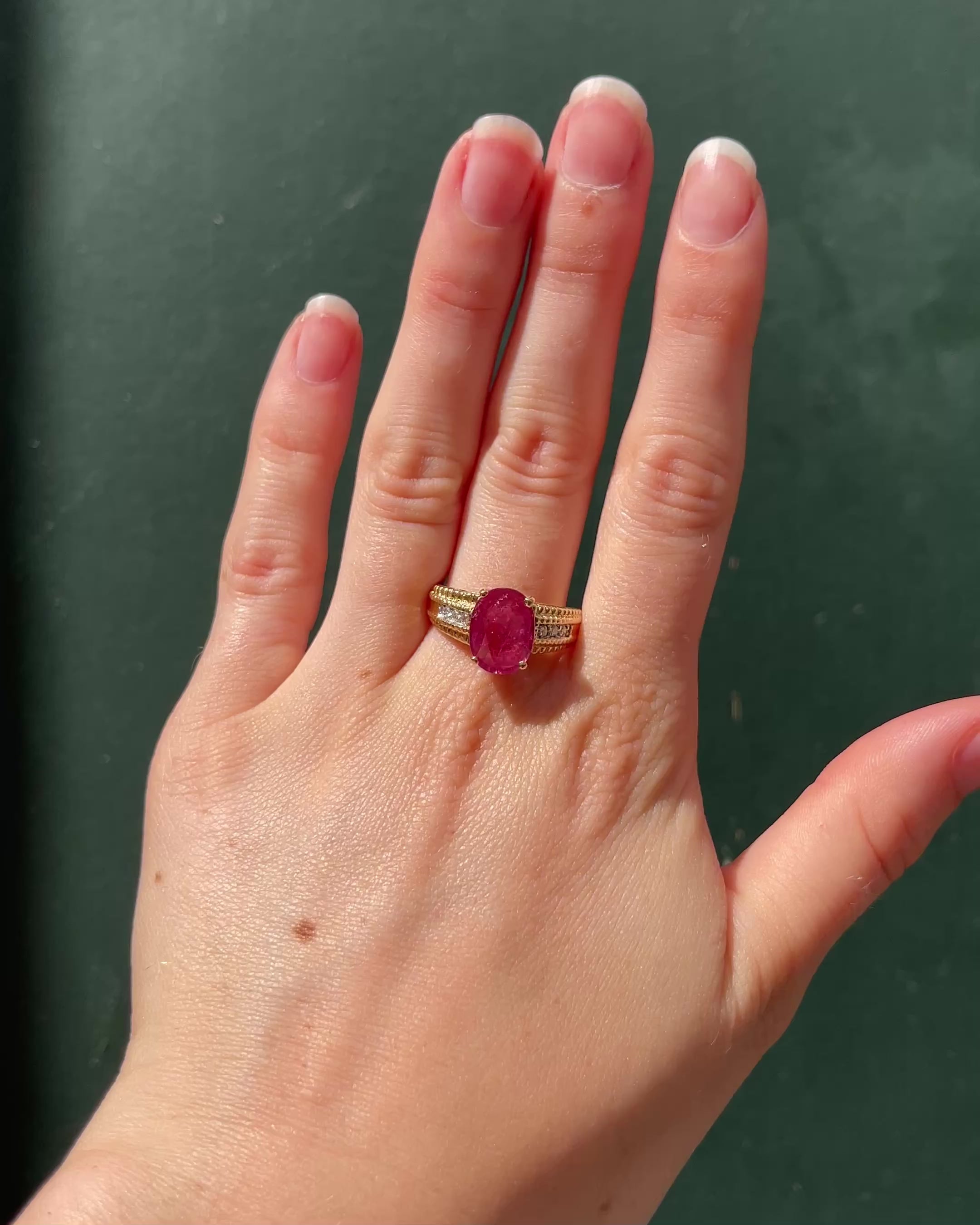 Ruby 3.80 Carat and Diamonds "Alba" Bangle Ring