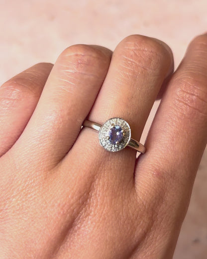 Anillo Marguerite Tanzanita y Diamante "Louna"