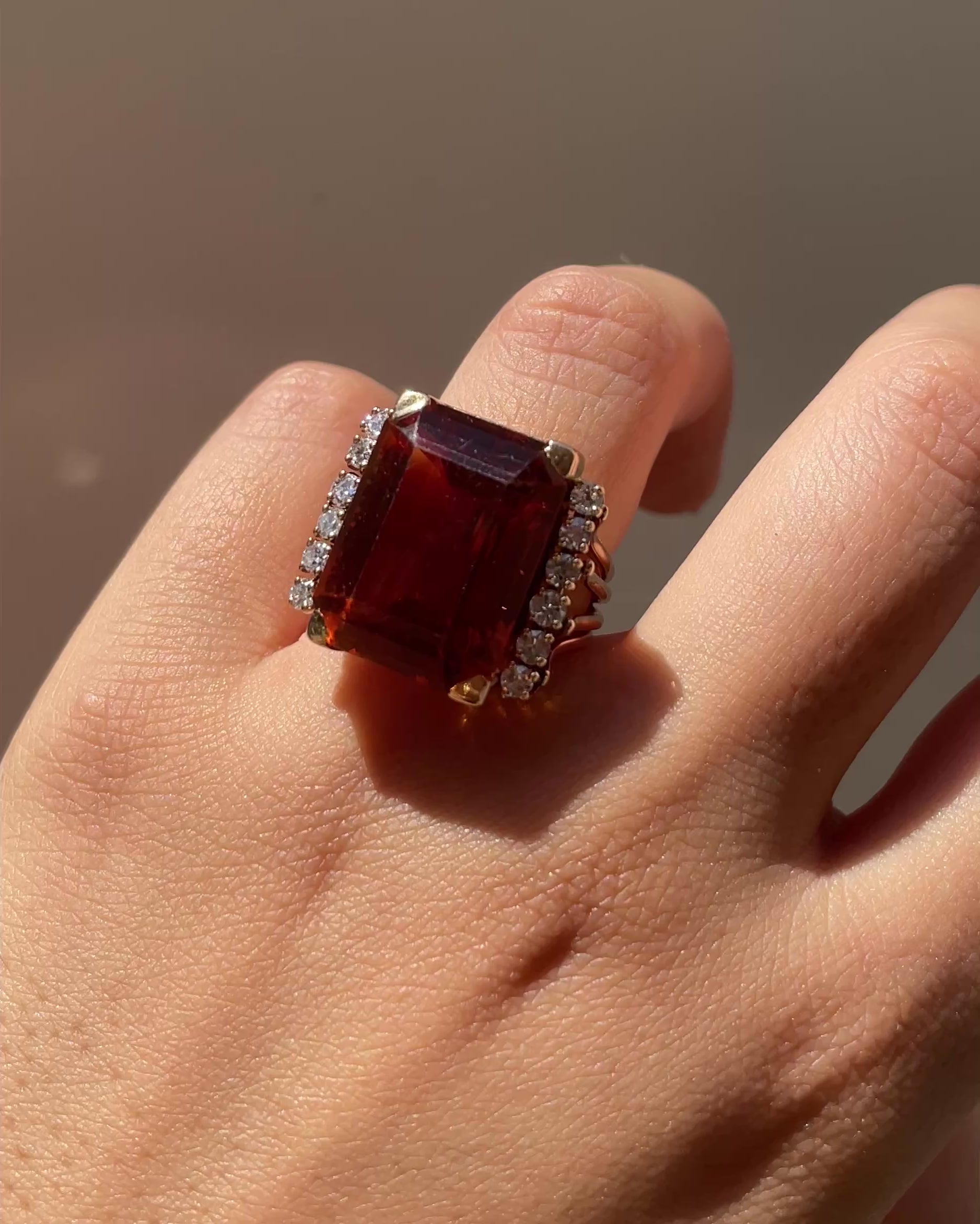 Anillo Cóctel Citrino 17 quilates y Diamantes "Azalée"
