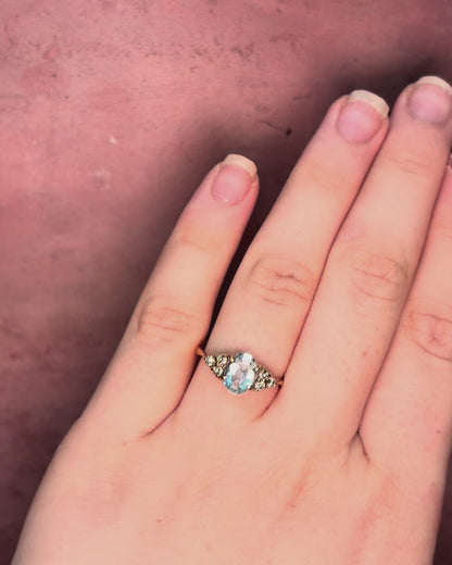 Bague Trilogie Aigue-Marine 0.98 carat &amp; Diamants 0.24 carat "Luana"