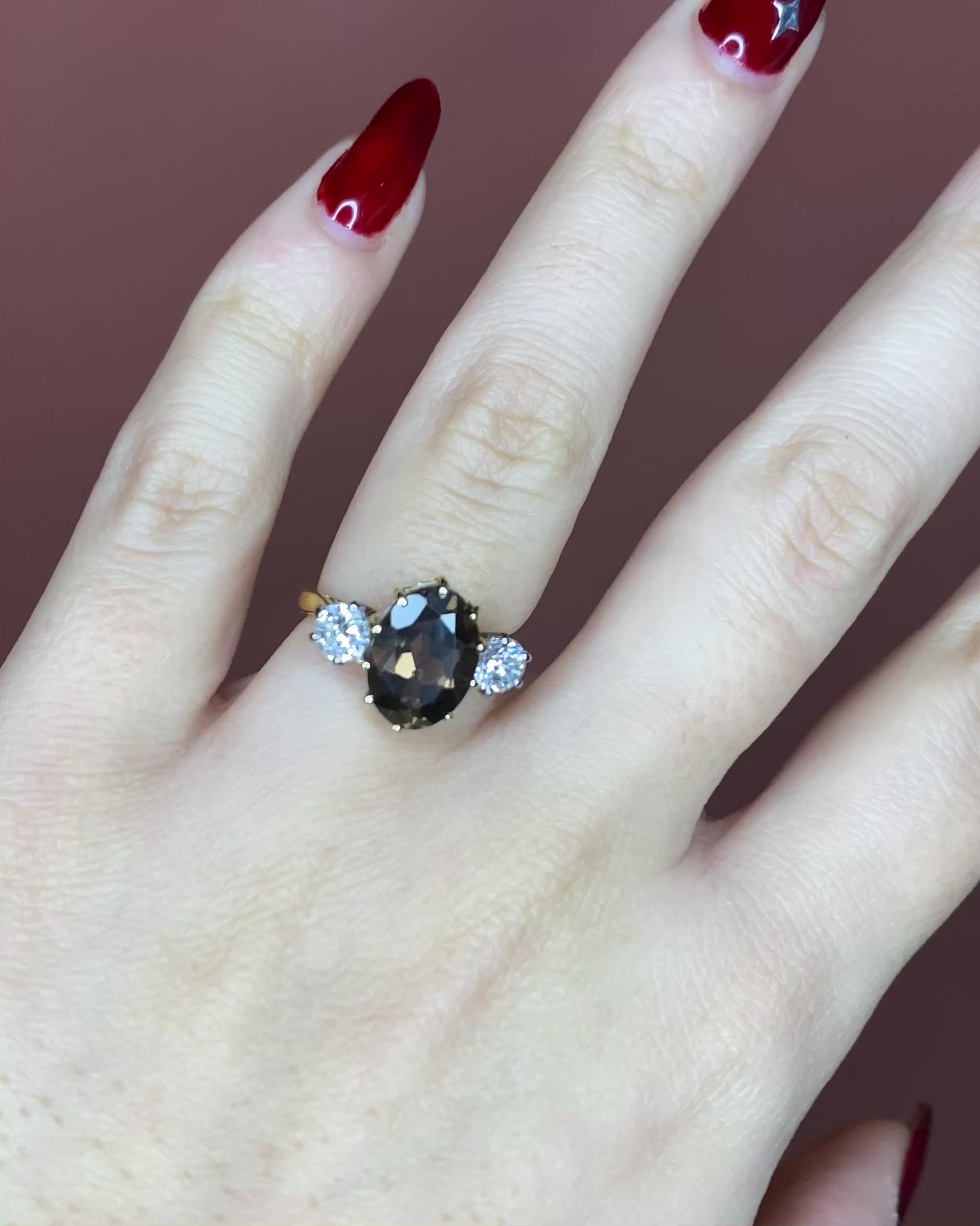 Bague Trilogie Quartz 4 carats &amp; Diamants 0.66 carat "Lilia"