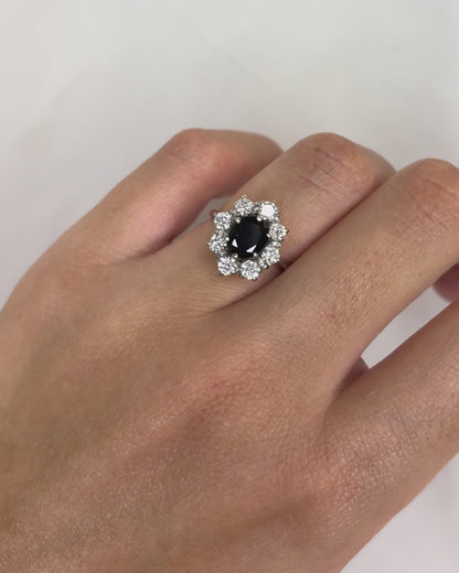 Bague Marguerite Saphir 1.51 carat &amp; Diamants 0.64 carat &quot;Isia&quot;
