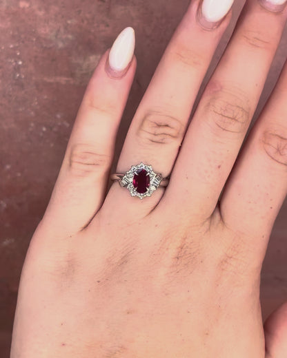 Bague Marguerite Rubis Mozambicain 0.71 carat &amp; Diamants 0.43 carat "Melinda"