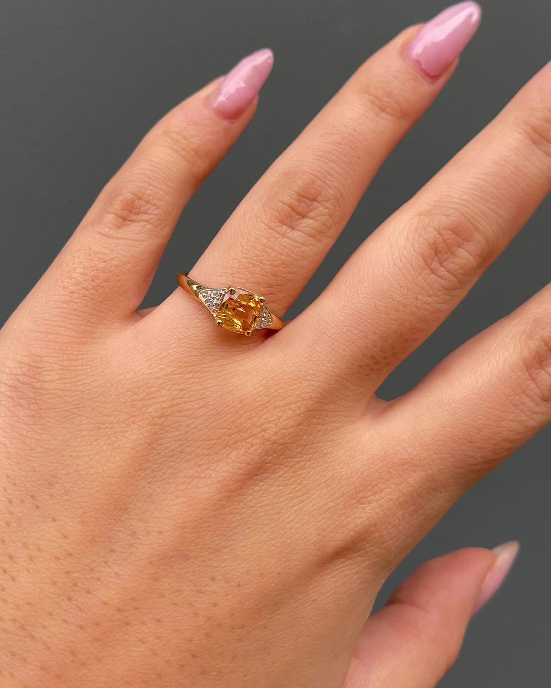 Trilogy Ring Yellow Topaz 1.65 carat &amp; 6 Diamonds &quot;Flavie&quot;