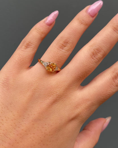 Trilogy Ring Yellow Topaz 1.65 carat &amp; 6 Diamonds &quot;Flavie&quot;