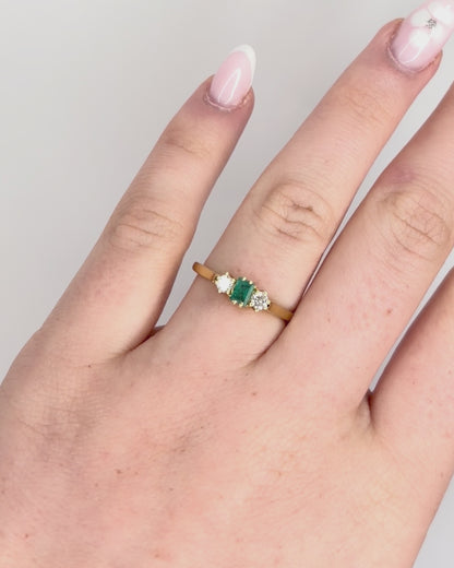 Bague Trilogie Émeraude &amp; Diamants "Maysa"