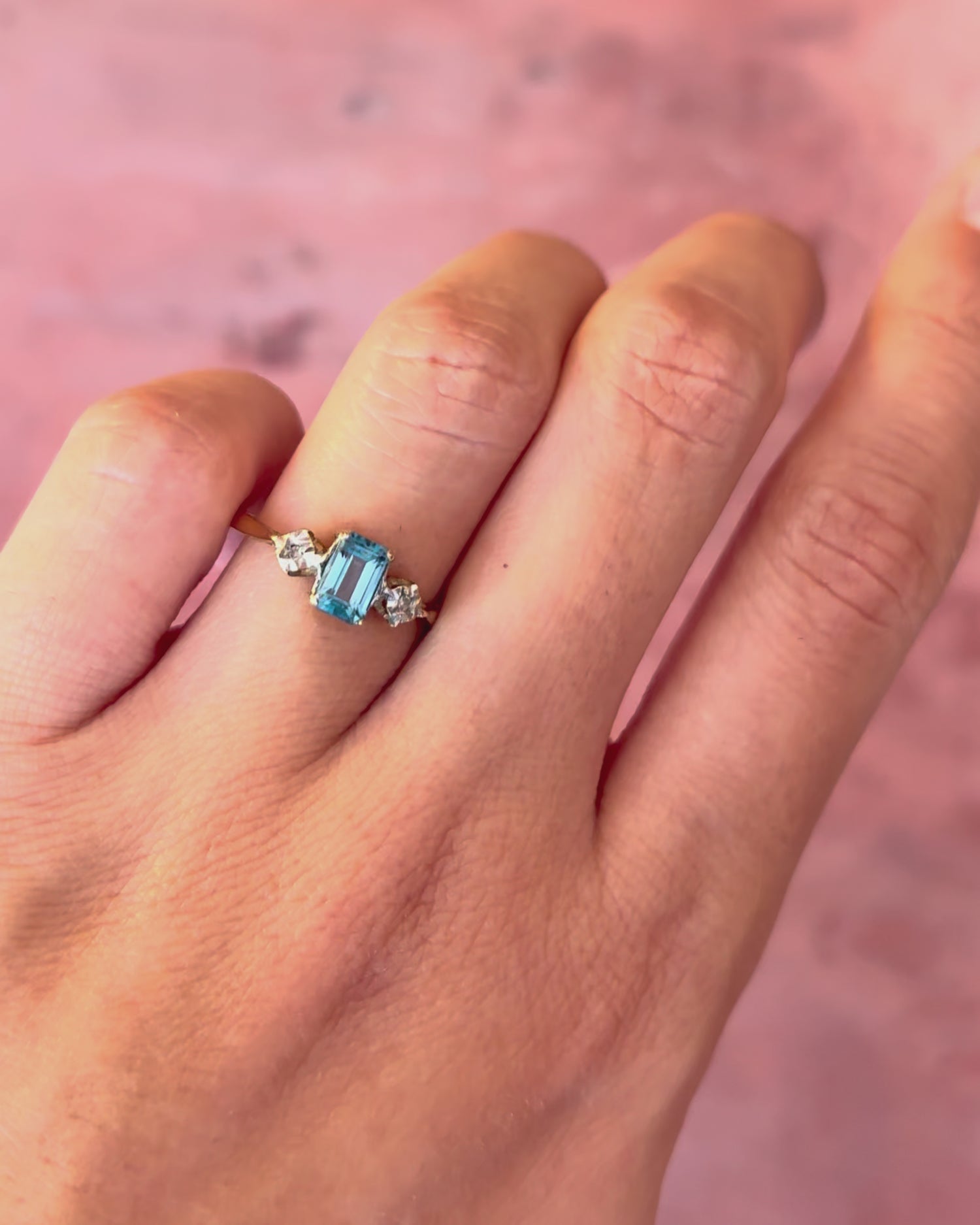 Trilogy Ring Topaz 0.75 Carat &amp; Diamonds "Aryna"
