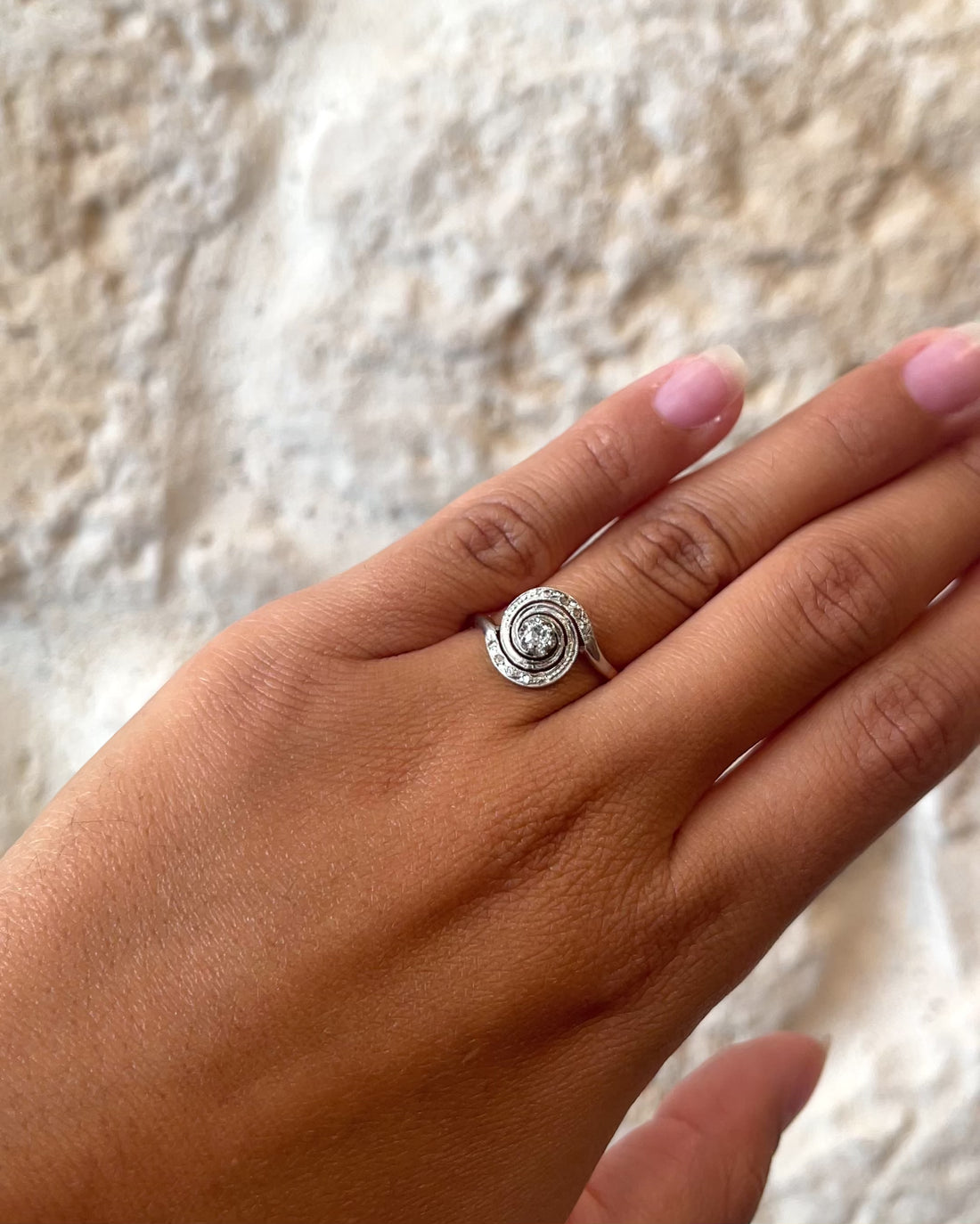 Bague Tourbillon Art-déco Diamants &quot;Clémence&quot;