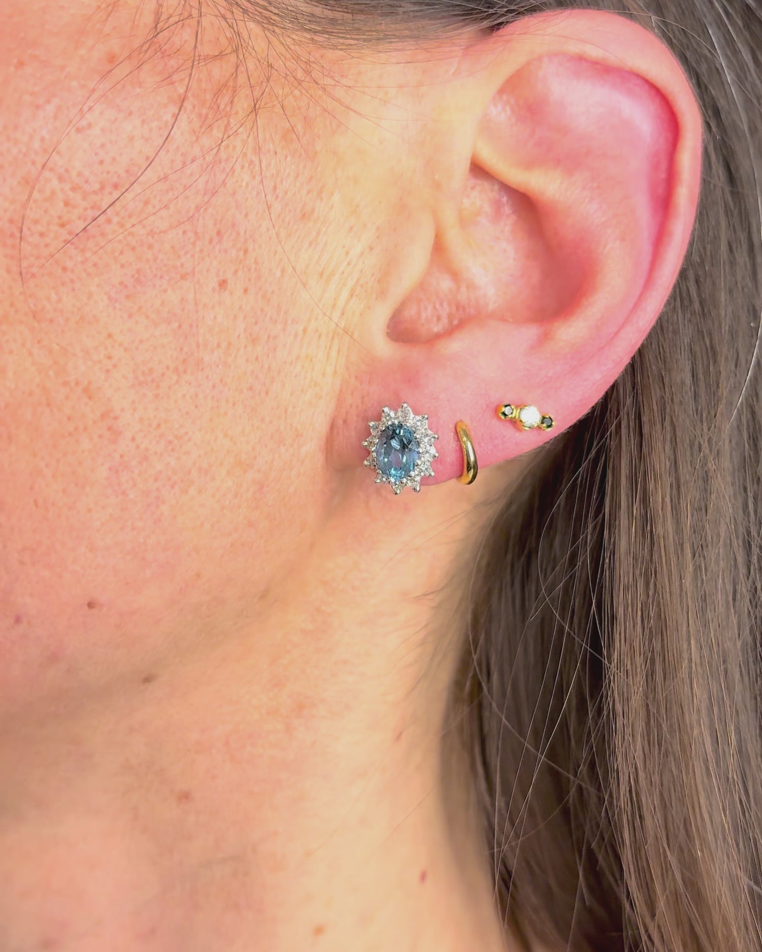 Stud Earrings Topazes 1.80 carat &amp; Diamonds 0.48 carat "Kate"