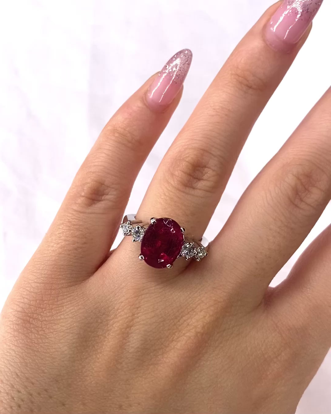 Bague Trilogie Tourmaline Rose 4.50 carats &amp; Diamants "Carla"