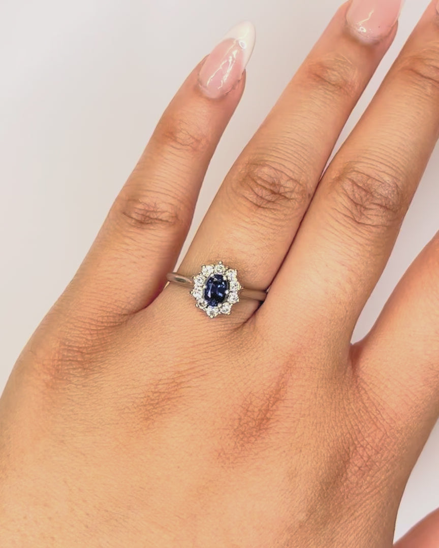 Bague Marguerite Saphir 0.80 carat &amp; Diamants 0.20 carat "Nina"