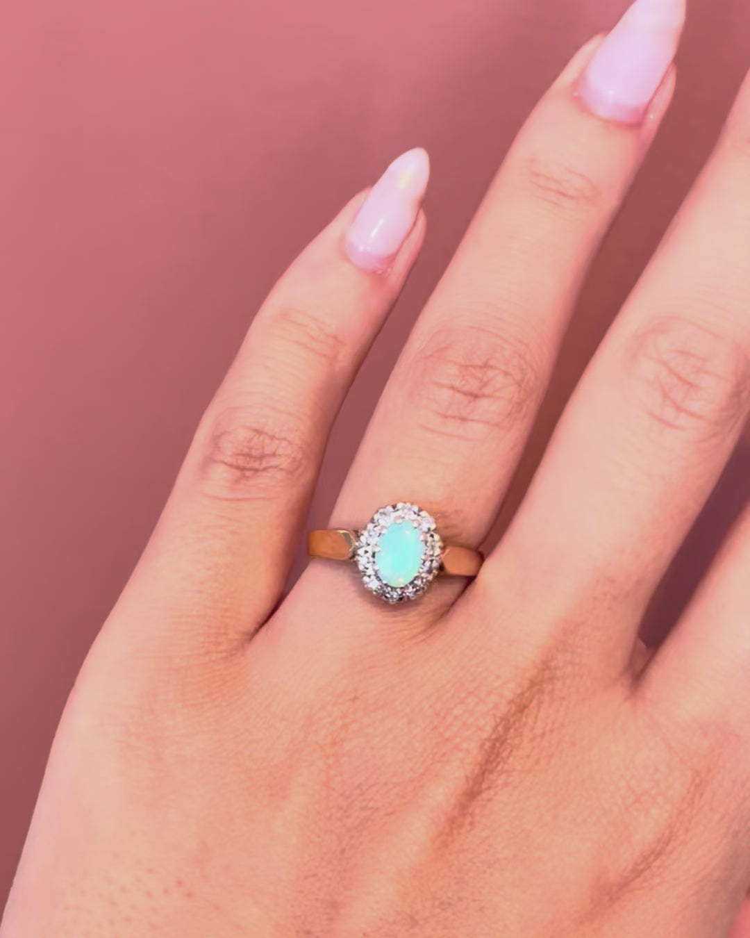 “Samira” 0.58-carat Opal &amp; Diamond Daisy Ring