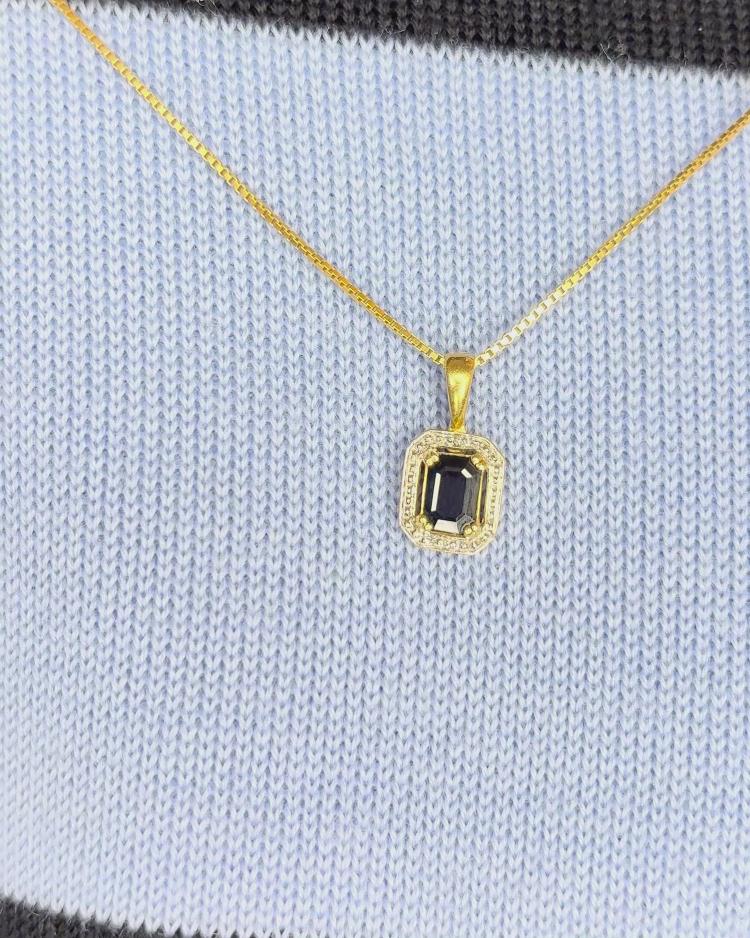 Art Deco Style Pendant Sapphire 1.15 Carat &amp; Diamonds "Caroline"