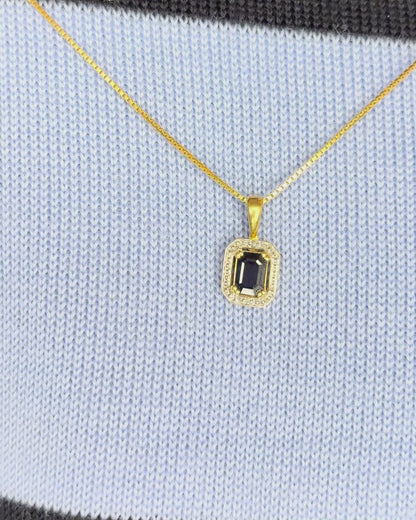 Art Deco Style Pendant Sapphire 1.15 Carat &amp; Diamonds "Caroline"