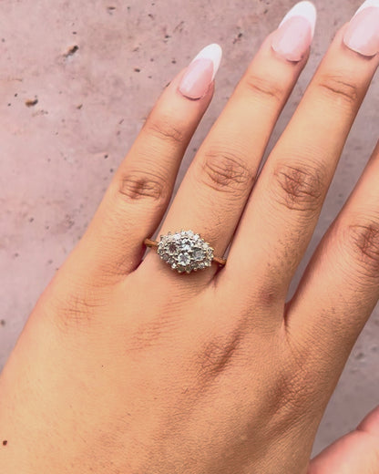 "Flower Ring with 0.48 Carat Topazes &amp; 0.30 Carat Diamonds &