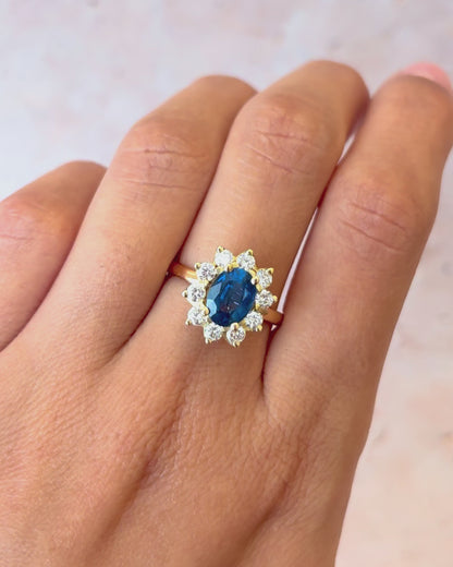 Bague Marguerite Saphir 1.45 carat &amp; Diamants 0.70 carat "Erine"