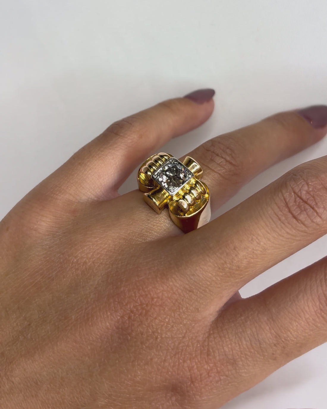 Bague Tank Diamant 0.75 carat &amp; Or 9.77g &quot;Enora&quot;
