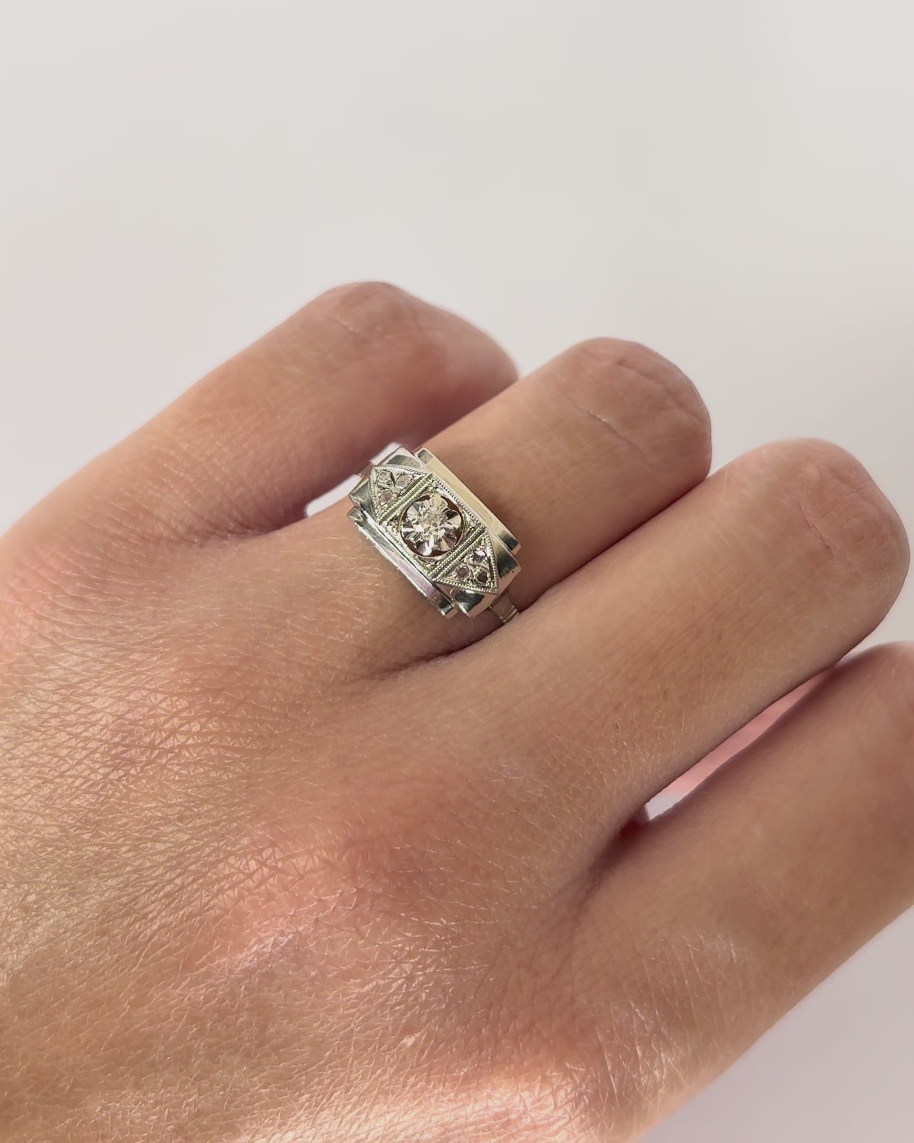 Anillo Art Déco 7 Diamantes "Élisa"
