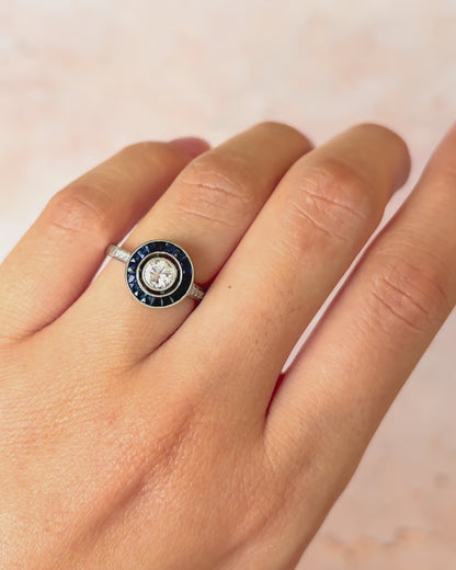 Bague Style Art-Déco Saphirs 0.45 carat &amp; Diamants 0.45 carat "Irina"