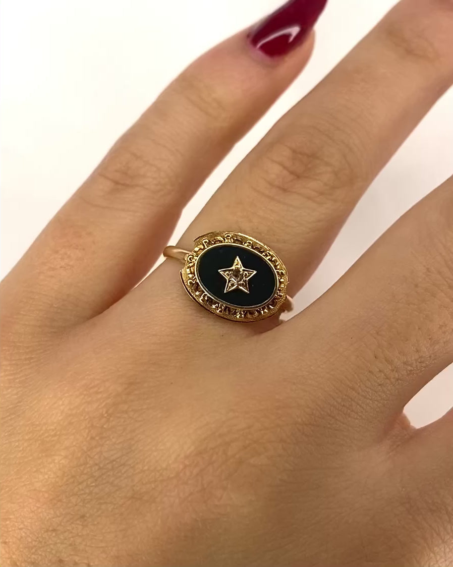 Diamond Star Ring &amp; Blood Jasper &quot;Clervie&quot;