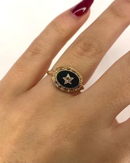 Diamond Star Ring &amp; Blood Jasper &quot;Clervie&quot;