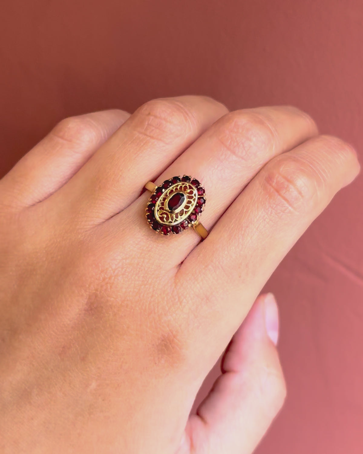 Bague Style Art-Déco Grenats Hessonite 0.70 carat "Hélène"