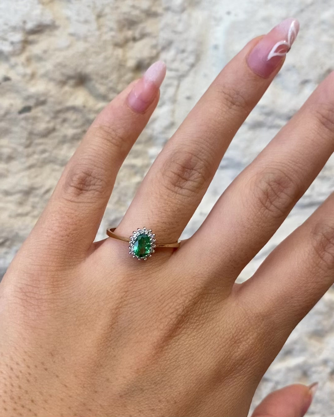Anillo Margarita Granate Tsavorita y Diamantes "Auxane"