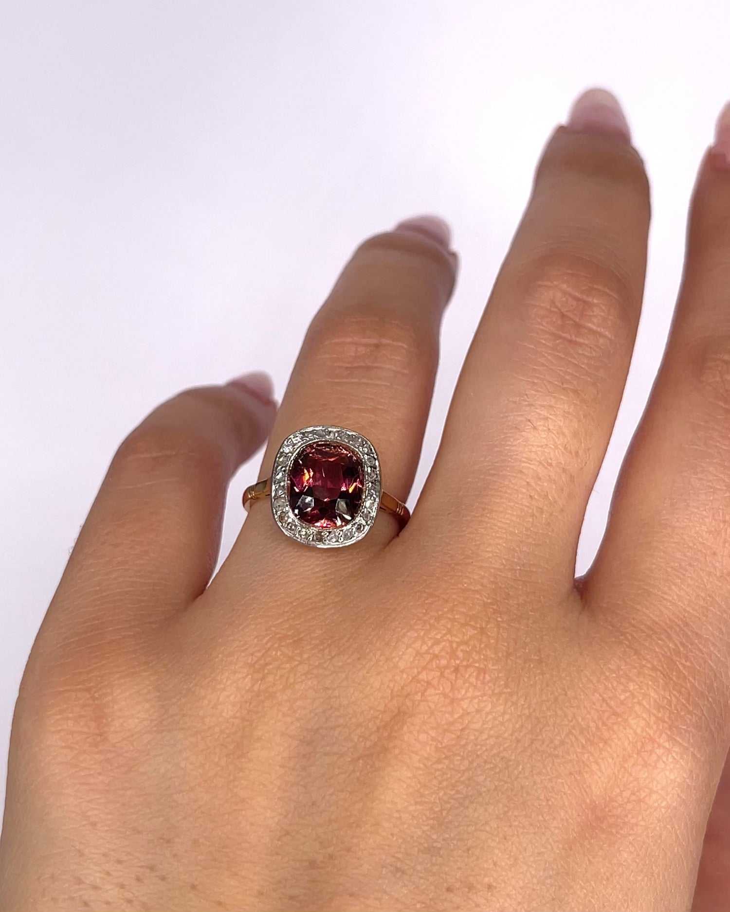 Bague Art-Déco Tourmaline 2.60 carats &amp; Diamants 0.25 carat "Justine"
