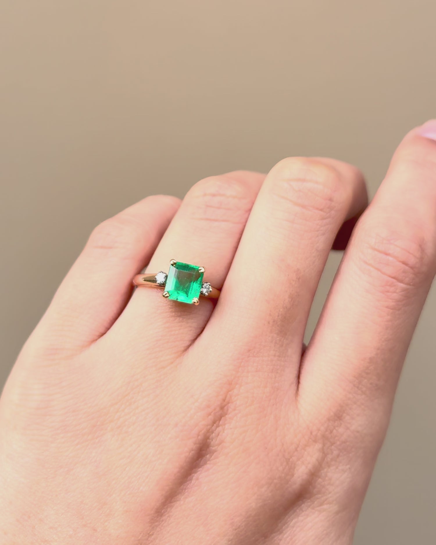 Emerald Trilogy Ring 1.54 carat &amp; Diamonds "Christiane"