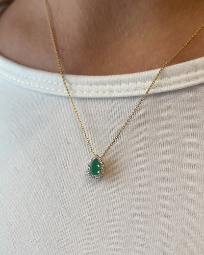 Collier Pendentif Émeraude &amp; Diamants &quot;Maëlys&quot;