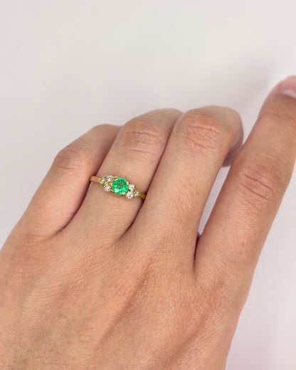 Emerald &amp; Diamond Trilogy Ring "Lilia"