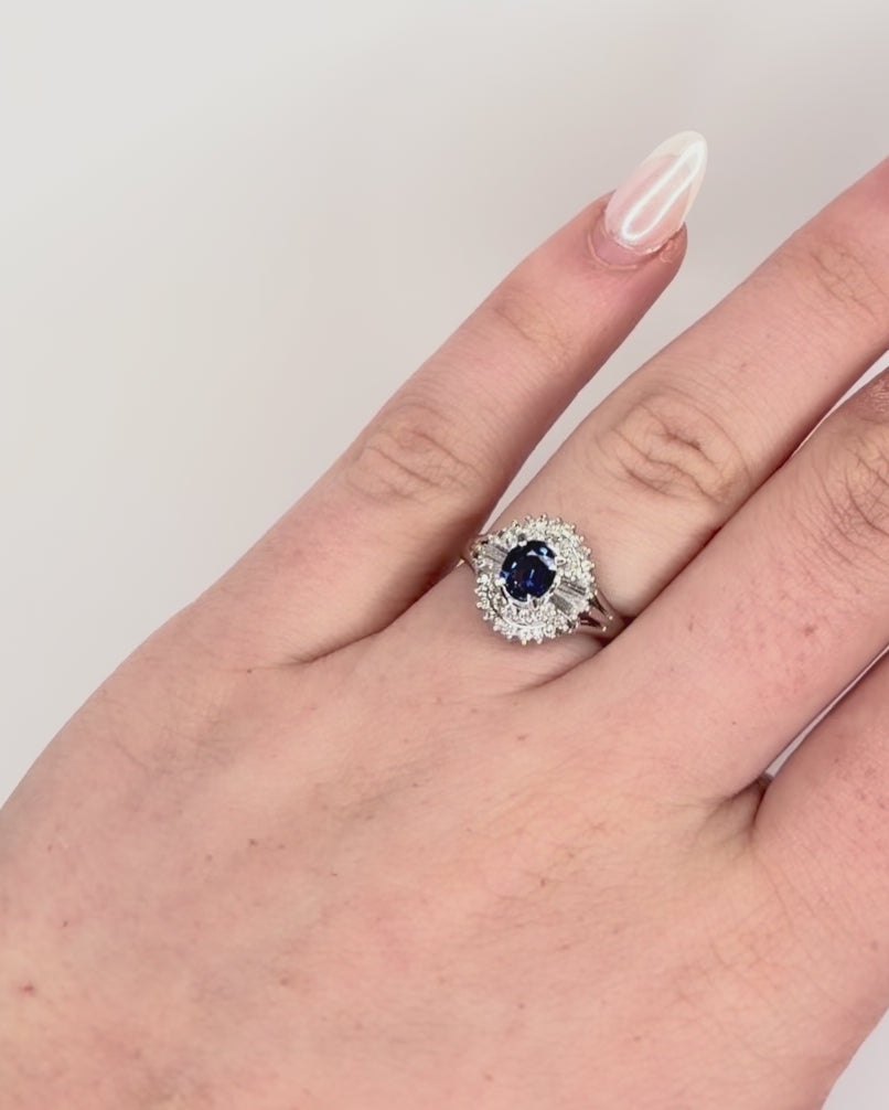 Bague Marguerite Saphir 0.60 carat &amp; Diamants 0.30 carat "Lana"