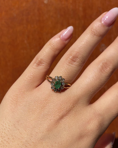 Bague Marguerite Émeraude &amp; 10 Diamants “Sidonie”
